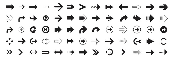 Fototapeta premium Extensive library of various arrow icons for user interface, web navigation, and app design