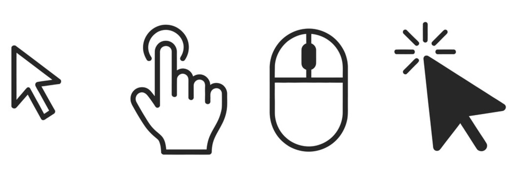 Set of computer mouse and cursor icons for web design and user interface development projects