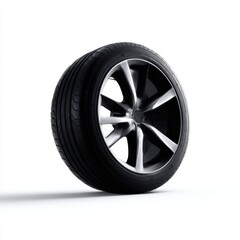 Fototapeta premium Car tire isolated on white background automotive wheel product render