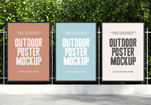 Three Outdoor Poster Mockup