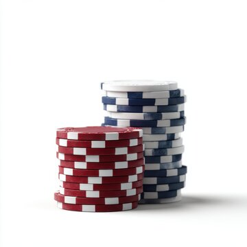 Casino poker chips stack gambling gaming concept isolated render