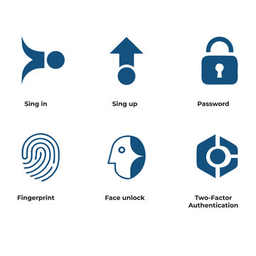 Authentication UI Icon Set, Minimal Login and Security Black and White Outline Vector Icons