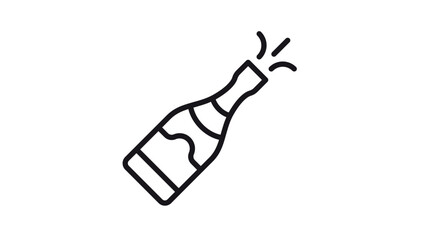 Champagne bottle popping open black line vector icon illustration. Minimalist symbol for celebration, party, wedding, anniversary, and special events. Scalable graphic design element. © Zoya