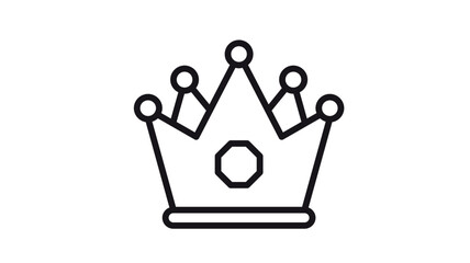 Minimalist black line art vector icon of a royal crown with five points and a central gemstone, perfect for luxury branding, king or queen symbols, and premium quality graphic design projects. © Zoya