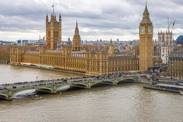 Fototapeta premium Big Ben and Houses of Parliament over Westminster Bridge in London England