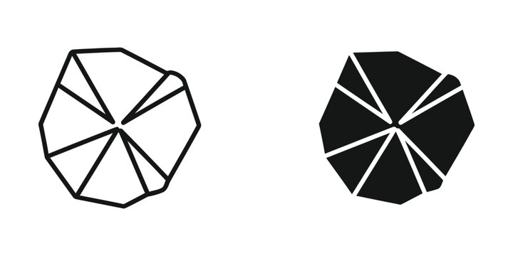 Geometric depiction of a decagon divided into triangles and shaded segments
