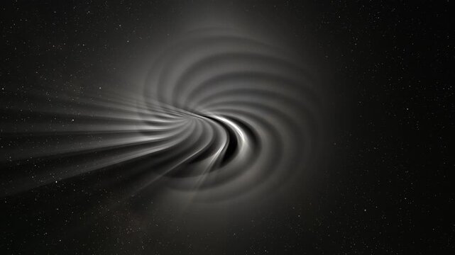 Abstract glow spiral sphere with rays, science background. Bizzard planet structure in space, 4k