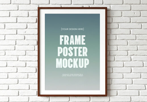 Frame Poster on Wall Mockup