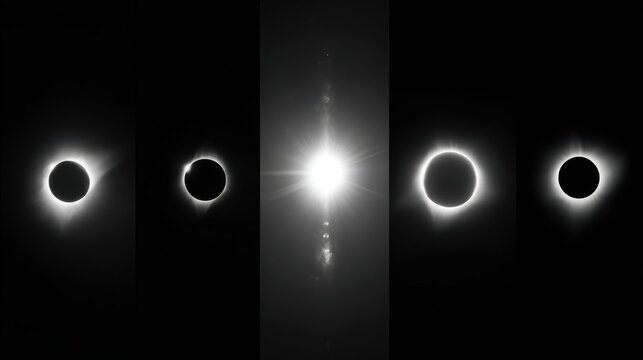 Elegent photo of  series of images capturing the stages of a total solar eclipse on August 21, 2017, taken from Walhalla.
