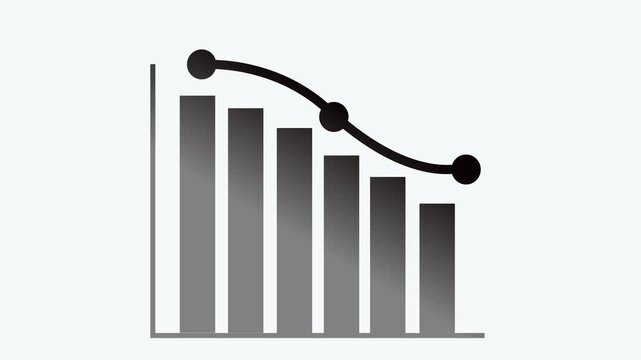 Descending bar chart with trend line graph animation