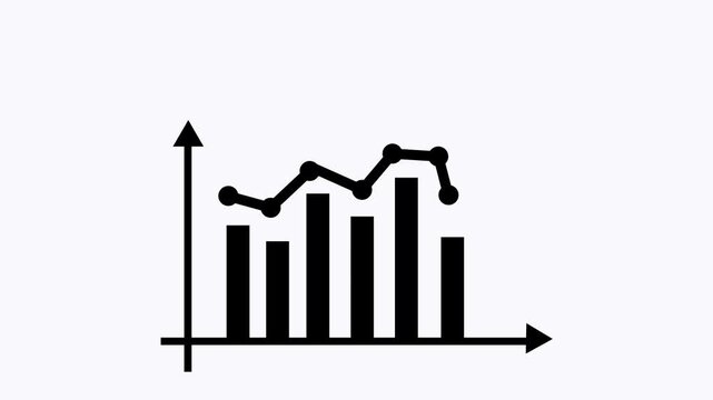 Business graph bar chart with trend line animation