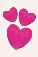 Obraz premium Pink Watercolor Heart Clipart Hand Drawn Romantic Love On White Paper