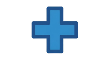 Obraz premium Blue plus sign icon with rounded edges illustration against black backdrop for design elements; simple mathematical symbol graphic