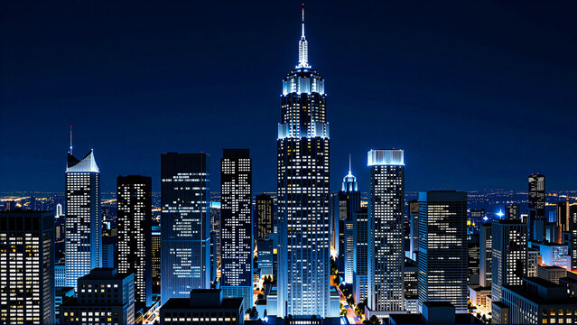 New York City Skyline at Night with Empire State Building