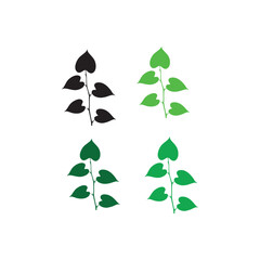 Obraz premium Green Leaf Silhouette Set in Multiple Shades, Botanical Nature Vector Collection Isolated on White Background
