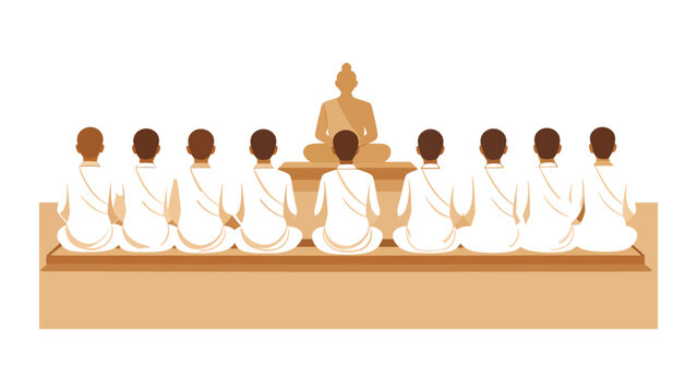 Buddhist monks sitting in meditation together.