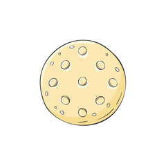 Obraz premium Simple cartoon illustration of a yellow moon with craters