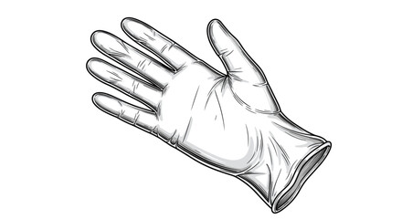 Obraz premium Highly detailed pencil sketch of a disposable medical glove on a white background used for safety and hygiene.