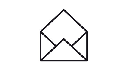 Minimalist black line art vector icon of an open envelope symbol for mail, email, and communication, isolated on a white background for web design, apps, and digital interface projects. © Hamza