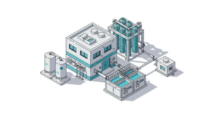 Obraz premium Modern Industrial Facility with Clean Energy Technology.