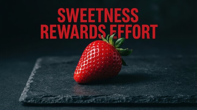 Minimal composition featuring strawberry s1
