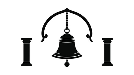 Obraz premium Black silhouette of a hanging bell.