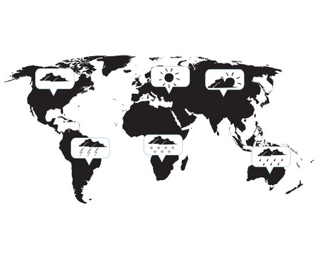 Climate change icon set. Containing global warming, greenhouse, melting ice, earth pollution and disaster icons. Solid icon set