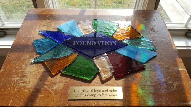 Structured Foundation Art Arrangement of Glass Pieces s1