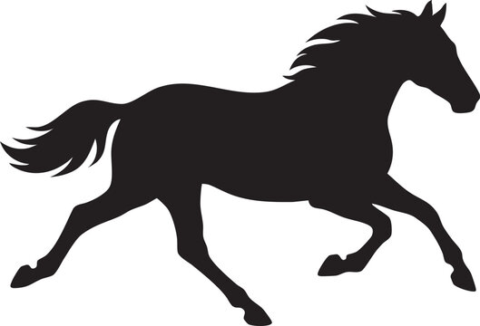 Galloping Horse Silhouette in Dynamic Side View Vector Clipart