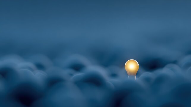 A single golden lightbulb in a field of hundreds of blue ones, Disruptive Innovation