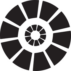Fototapeta premium Black, geometric, abstract wheel icon, circular pattern, vector graphic