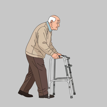Elderly Man Using Walker for Support Aging with Dignity and Independence