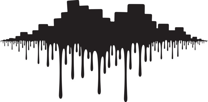 Black dripping sound wave, audio waveform, music equalizer, vector graphic