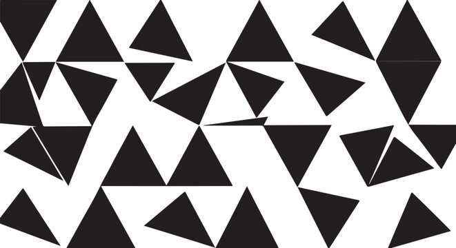 Black geometric triangles, triangle shapes, abstract background, vector graphics