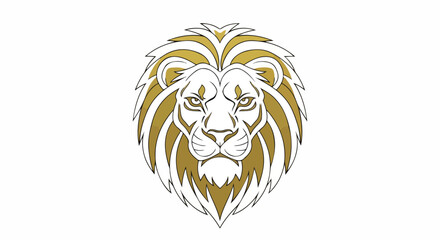 Fototapeta premium Majestic Golden Lion Head Emblem, Symbol of Strength, Power, and Royalty on White Background