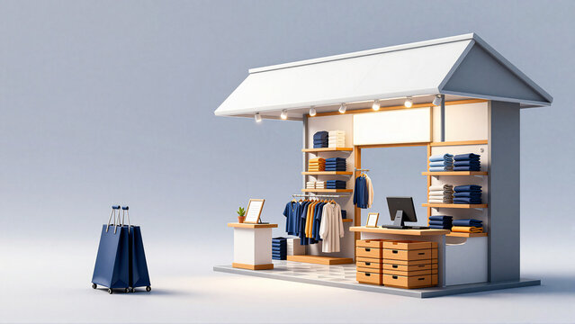Small Retail Storefront With Clothing Display