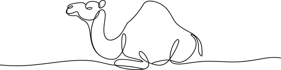 Obraz premium Continuous single line drawing of camel representing Eid ul Adha sacrifice and Islamic celebration concept