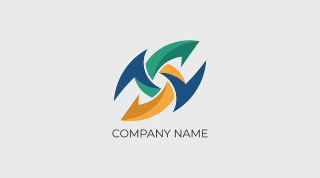 This dynamic logo design features colorful arrows arranged in a circular pattern, representing movement, progress, and collaboration in a modern and stylish way.