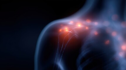 Fototapeta premium Diagnostic concept, a 3D human body scan showing glowing areas of inflammation