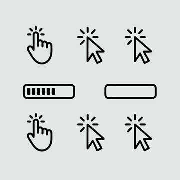 Various Click, Cursor, and Loading Bar Icons on Gray