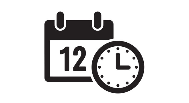 Simple vector illustration of a calendar and clock icon representing important date and time scheduling