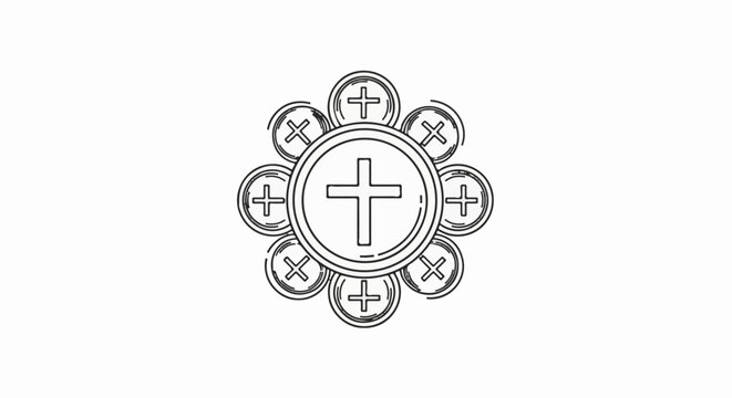 Symbolic Christian cross within a circular emblem of multiple crosses
