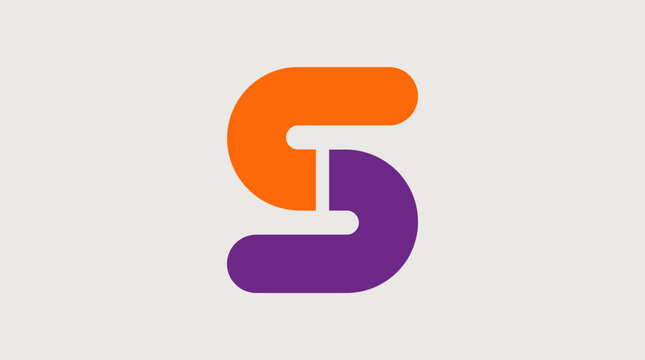 This creative logo features two interlocking letters S, depicted in vibrant orange and purple colors, signifying modern branding and dynamic visual identity in the digital age.