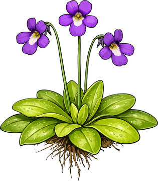 Pinguicula vulgaris illustration art