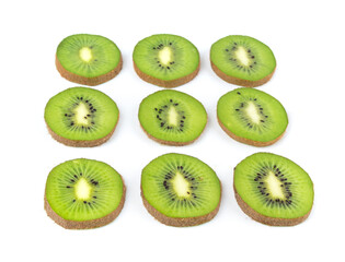 Fototapeta premium Kiwi fruit isolated. Green kiwifruit slice, kivi cut