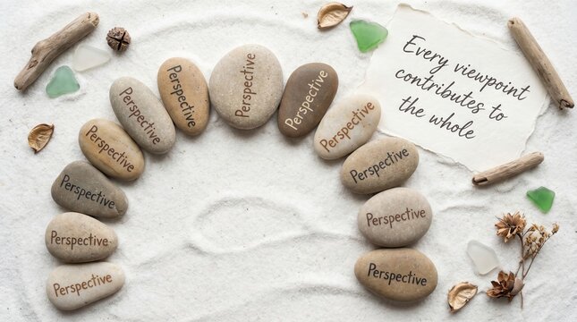 Flatlay of Smooth Stones with Perspective Message