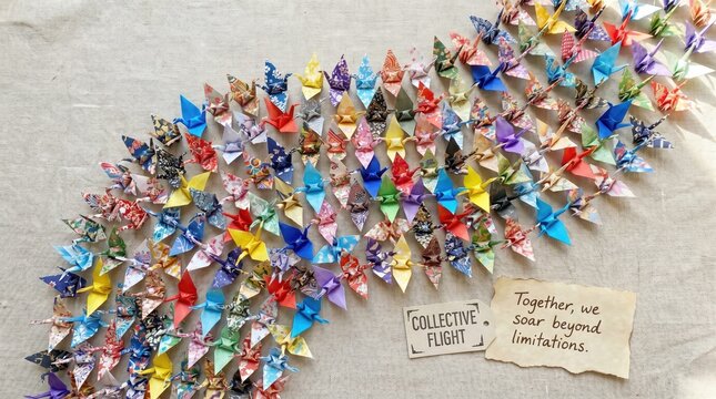 Flat-lay of sm s1 Collection of Origami Cranes