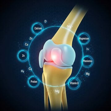 Anatomy of the knee joint showcasing bones, cartilage, and ligaments in detail.