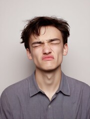 Obraz premium Disgust face expression, emotion concept