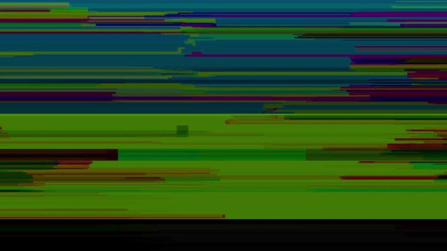 A bold glitch transition with heavy digital noise and broken frame movement.